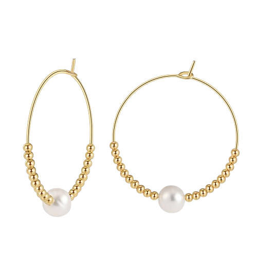 Gilded Pearl Hoops Earrings