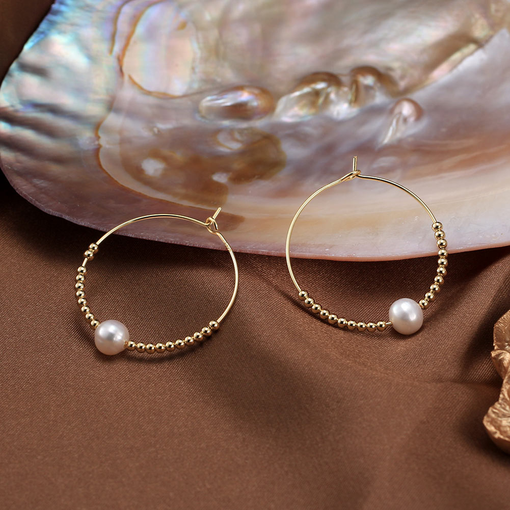 Gilded Pearl Hoops Earrings