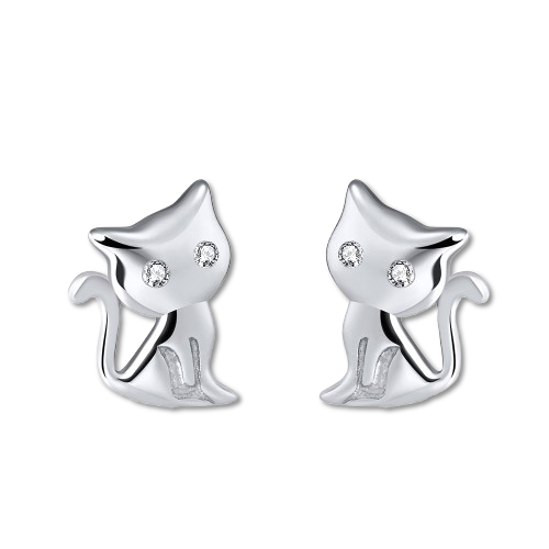 Silver Kitty Earrings