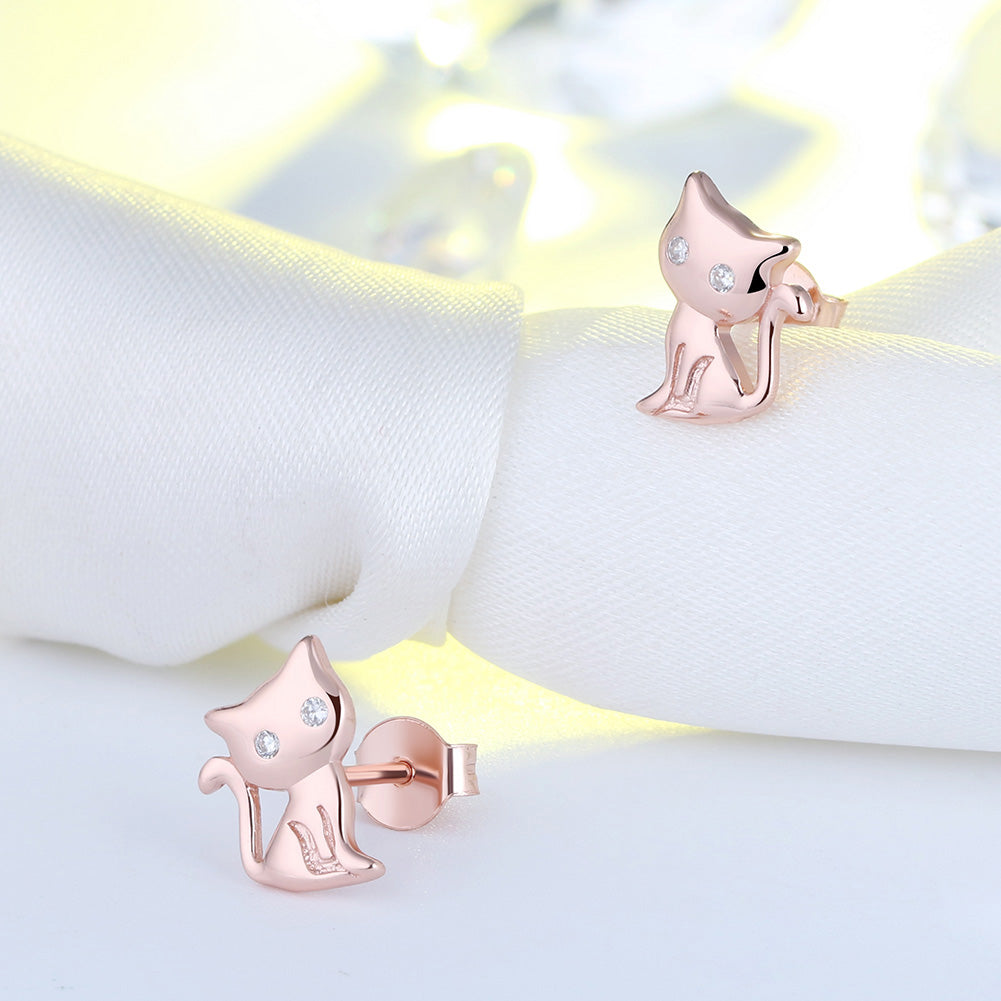 Pink Kitty Earrings