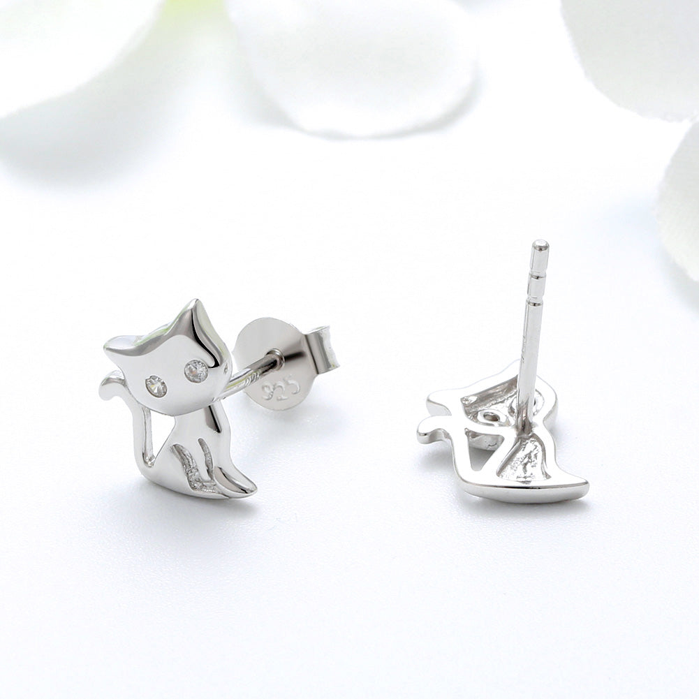 Silver Kitty Earrings