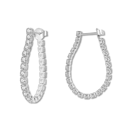 White Gold Tennis Earring